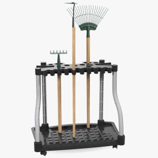 3D model Garden Tool Storage Rack with Tools