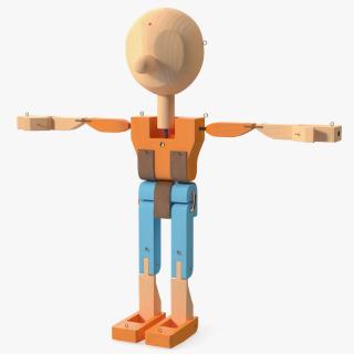 3D T-Pose Colored Wooden Character