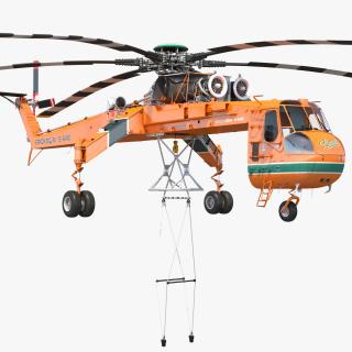 3D Sikorsky S-64 Skycrane Heavy-Lift Helicopter Orange