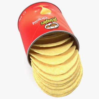 3D Opened Pringles Potato Chips Small Can model