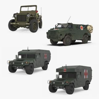 3D Military Ambulance Rigged Collection