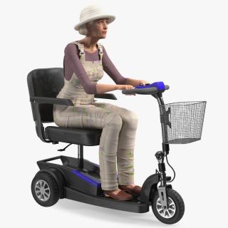 3D Elderly Woman on Electric Wheelchair