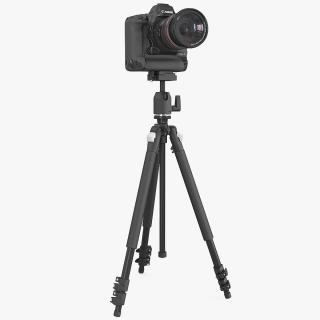 3D model Canon 1DX with Zoom Lens 24 70 on Tripod