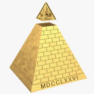 3D Illuminati Pyramid Gold model