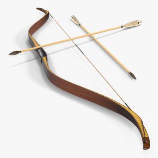 3D model Antique Wooden Bow with Arrows