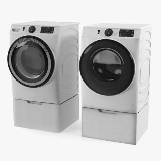 3D model Washing Machine and Dryer Set White