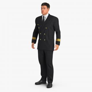 3D Airline Pilot with Fur Standing