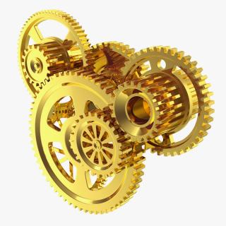 3D Abstract Gold Gear Mechanism model