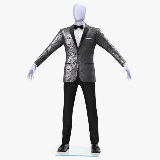 3D Grey Patterned Tuxedo Suit