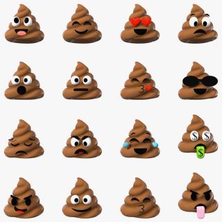 Poop Emoji Smiling Set 3D