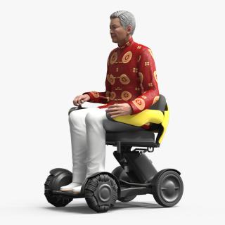 3D model Power Wheelchair and Chinese Elderly Man