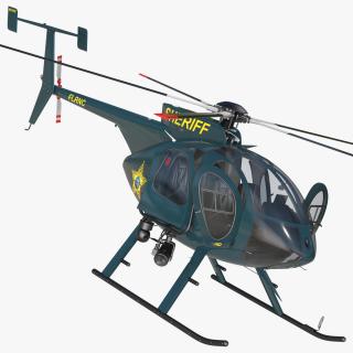 3D MD 500E Sheriff Helicopter Rigged model