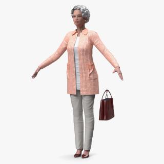 3D Chinese Elderly Woman Everyday Style A-Pose model