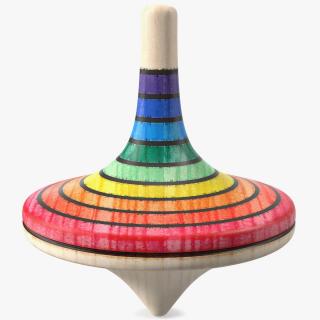 Wooden Rainbow Spinning Top 3D