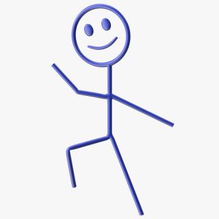 3D Stick Figure Blue Rigged for Cinema 4D model