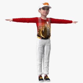 Asian Child Boy Street Style Rigged for Cinema 4D 3D model