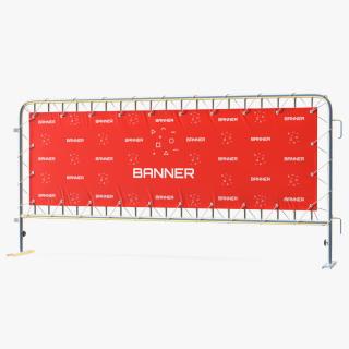 Advertising PVC Banner on Yellow Steel Crowd Barrier 3D