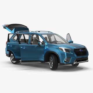 3D Subaru Forester 2022 Blue Rigged for Cinema 4D