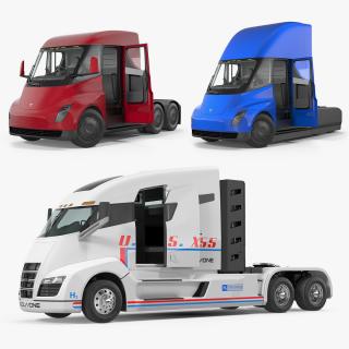 3D Electric Trucks Rigged 3D Models Collection model