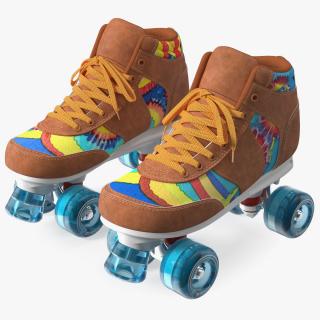 Quad Roller Skates Brown 3D model