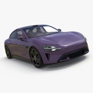 3D Electric Car Sedan Purple Simplified