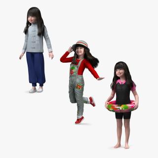 3D Asian Girl Childs Collection model