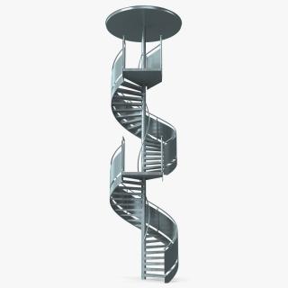 Closed Side Spiral Fire Escape Stairs 3D