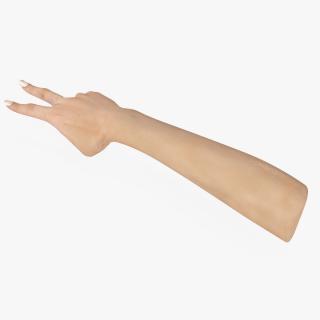 3D Tanned Skin Hand Female Victory Sign Pose