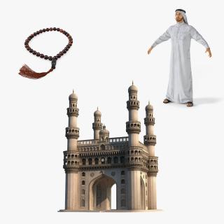 3D Arab Man with Traditional Arabic Symbols Collection