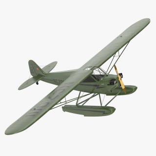 Seaplane Aircraft Piper J-3 with Floats 3D model