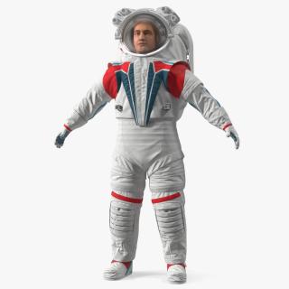 Astronaut in Futuristic Spacesuit A-pose Fur 3D model