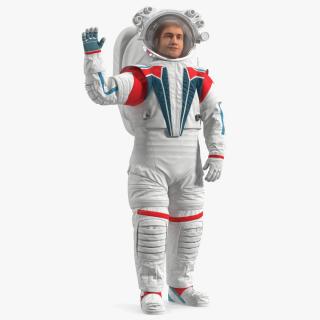 3D model Modern Spacesuit on Astronaut Waving Pose Fur