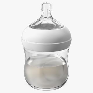 Baby Bottle with Milk and Nipple 3D