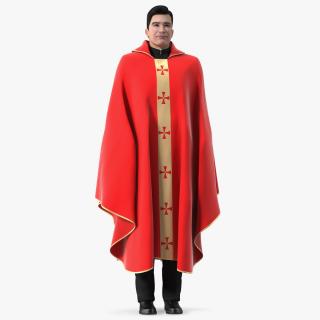 3D Clergyman with Liturgical Vestment Red Robe model