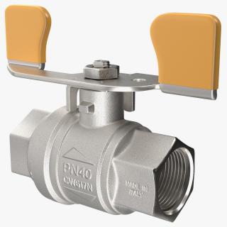 3D model Silver Ball Valve with Union Butterfly Handle