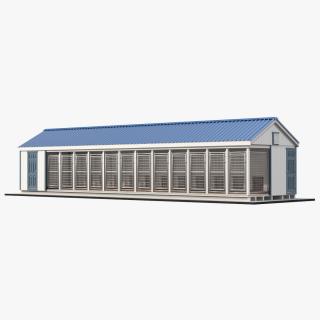 3D Commercial Dog Kennel 12-box Blue Roof model