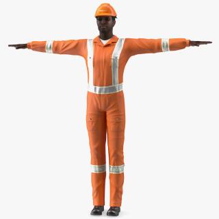 3D African American Rescuer T Pose