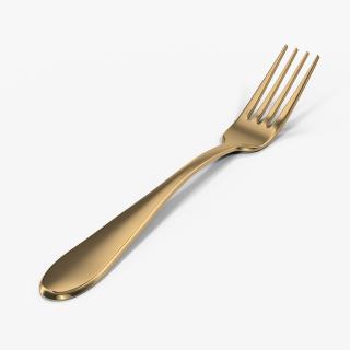 Golden Dessert Fork 3D model