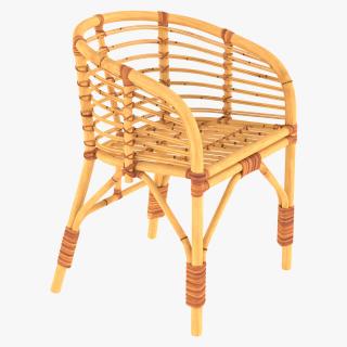 3D model Bamboo Chair with Armrest