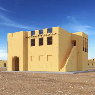 Cartoon Two Story Arab Adobe House 3D model