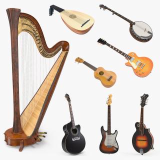 3D Stringed Instruments 3D Models Collection 3 model