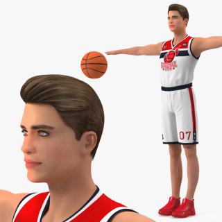 Teenage Boy with Basketball Ball T Pose 3D model