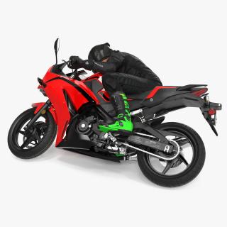 3D Racing Motorcycle with Rider Turning 2 model