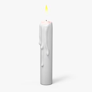 3D model Realistic Lit Candle with Wax Drips