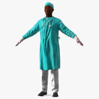 African Black Male Doctor Blood Stained 3D model