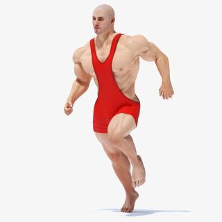 3D Athlete Man in Red Leotard Rigged model