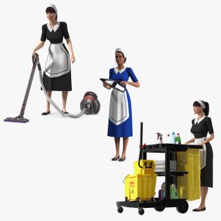 3D Rigged Housekeeping Maids Collection 2 model