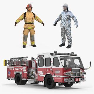 3D model Pumper Truck and Firefighters Collection