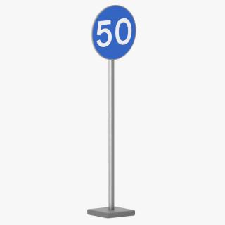 3D Road Sign Minimum Speed 50