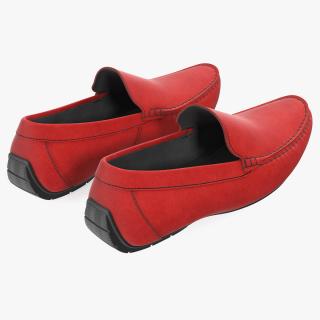 Red Suede Driving Shoe Moccasins 3D